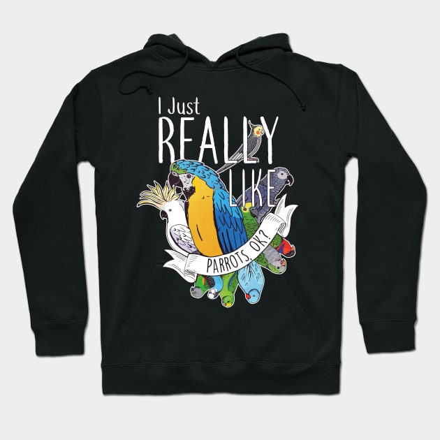 I Just Really Like Parrots, OK? Hoodie by Psitta